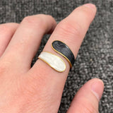 Two Tone Enamel 18K Gold Plated SS Adjustable Ring - FGS