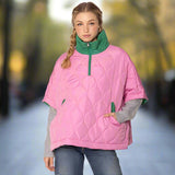 Pink and Green Quilted Poncho