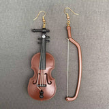 Resin Violin Dangle Earrings