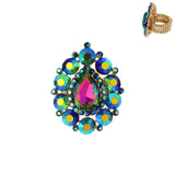 Drop Gem Stone Stretch Ring: Burgundy