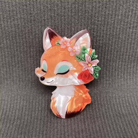Cute Fox Acrylic Brooch