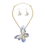 Pendant Blue Butterfly 3D Necklace for Women: Blue / Gold / 18 + 3 inches