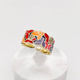 Multi-style Enamel Gold-plated Ring |Flowers|Butterfly|Eyes: A- Flowers