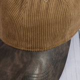 Corduroy Baseball Hat With Vegan Leather Brim: BR