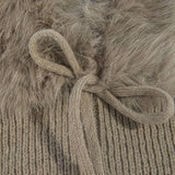 Plush Fur Trim Hooded Balaclava With Tie: KA