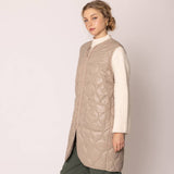 Quilted Padded Long Zipper Vest: IVY / One Size
