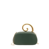 Spiral Handle Oval Evening Clutch: BK