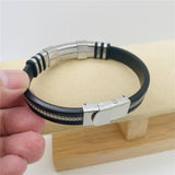 Men's Silicone Titanium Steel  Bracelet: Silver