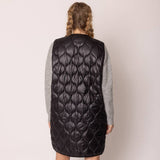 Quilted Padded Long Zipper Vest: IVY / One Size