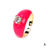 Colorful Enamel Inlaid Zircon Ring: D / Opening adjustable