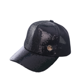 Black Sequin Mesh Back Baseball Cap