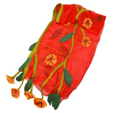 Orange Chiffon Scarves with Felted Flower Hanging