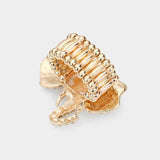 Stone Embellished Metal Elephant Stretch Ring: GOLD AB