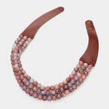 Chunky Metal Ball Beaded Faux Leather Magnetic Necklace: CGS