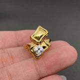 Zircon Inlaid Irregular Geometry 18K Gold Plated SS Ring - FGS: J