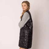 Quilted Padded Long Zipper Vest: IVY / One Size