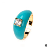 Colorful Enamel Inlaid Zircon Ring: D / Opening adjustable