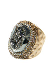 Druzy Rhinestone Alloy Rings: Gold-Gun Metal