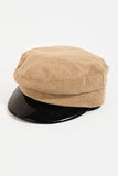 Faux Leather Trim Cabbie Cap: BU