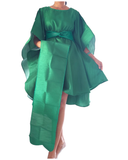 Wing Dress/Faux Silk/Poncho Dress/ Wing Sleeves-25032 Green: Plus size