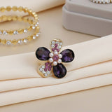 Purple Teardrop Crystal Cocktail Ring: