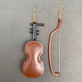 Resin Violin Dangle Earrings