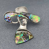 Abalone Shell Silver Tone Trendy Lady Brooch