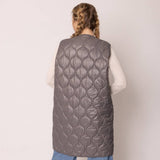 Quilted Padded Long Zipper Vest: IVY / One Size