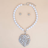 Palm Leaf Pendant Necklace Set