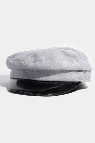 Faux Leather Trim Cabbie Cap: GR