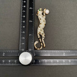 Rhinestones Inlaid Cheetah Brooch: Golden