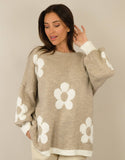 Flower Oversized Wool Sweater | CARLA: Unique / Grey