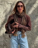 Women’s Ornamental Print Fringe Scarf – 3 Colors: Grey