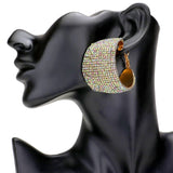 Rhinestone Pave Hoop Evening Earrings: Gold Rainbow
