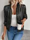Women's Metallic Zip-Up Bomber Jacket Lightweight Casual: Gold / 100%Viscose / XL