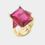 Rectangle Crystal Stretch Ring: MULTI