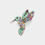 Pave Crystal Bird Pin Brooch: GOLD MULTI