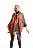 CP21044 Triangle Stripes Ruana Cape: 06 Rust