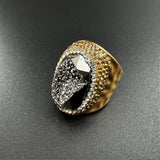 Druzy Rhinestone Alloy Rings: Silver-Gun Metal