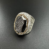 Druzy Rhinestone Alloy Rings: Gold-Gun Metal