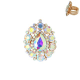 Drop Gem Stone Stretch Ring: Burgundy