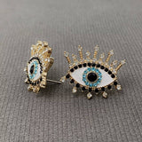 Rhinestone Inlaid Enamel Eye Stud Earrings