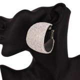 Rhinestone Pave Hoop Evening Earrings: Gold Rainbow