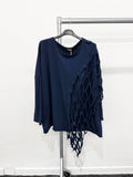 Pure Stretchy Cotton Plus Size Top With Distressed Slashing : BabyPink