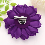 Pearl Pointed Flower Ribbon Brooch / Hair Clip: Purple