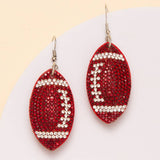 Two-Tone Rhinestone Pave Football Dangle Earrings: Blue