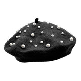 Pearl Embellished Tam Beret Hat: Rust