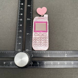 Acrylic Pink Phone Heart Post Earrings - YK