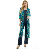MISSY 3PC CARDIGAN TANK, PANT NECKLACE SET G109395L85: NAV/TUR/GRN / XL