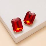 Rectangular Cut Crystal Stud Earrings: Blue